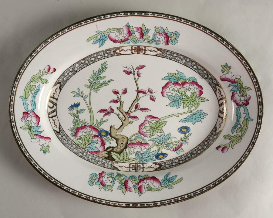 Indian Tree (Smooth Edge, Multi) 15" Oval Serving Platter by J & G Meakin-1