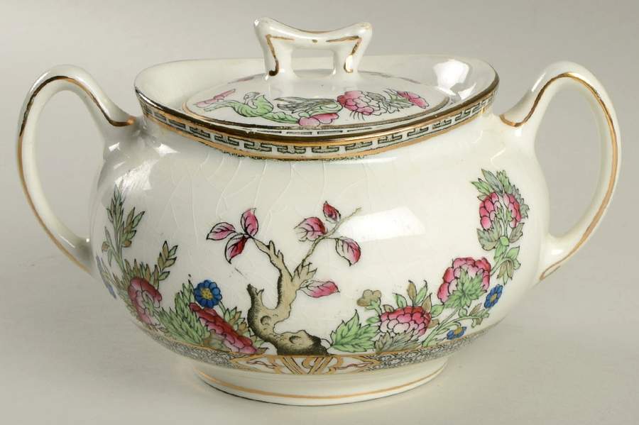Indian Tree (Smooth Edge, Multi) Sugar Bowl & Lid by J & G Meakin-1