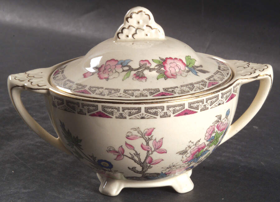 Indian Tree 1 Sugar Bowl & Lid by J & G Meakin-1