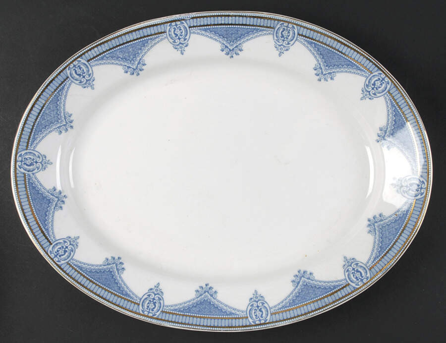 Ipswich Blue 16" Oval Serving Platter by J & G Meakin-1