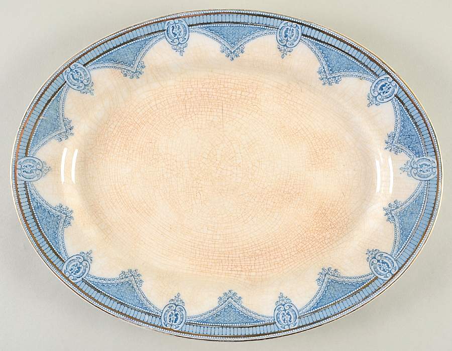 Ipswich Blue 14" Oval Serving Platter by J & G Meakin-1