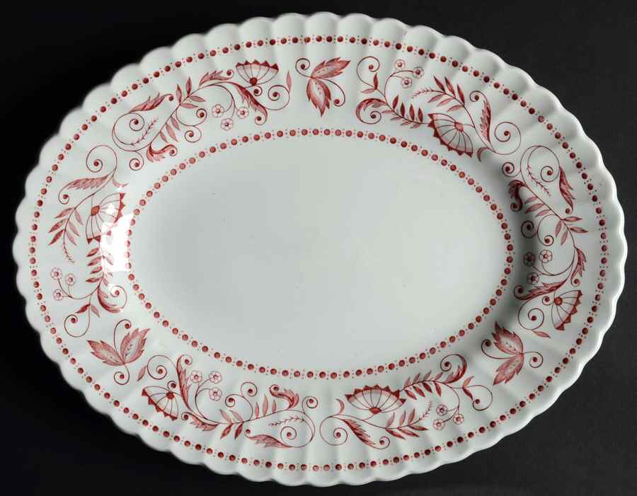 Legato (Red On White) 12" Oval Serving Platter by J & G Meakin-1