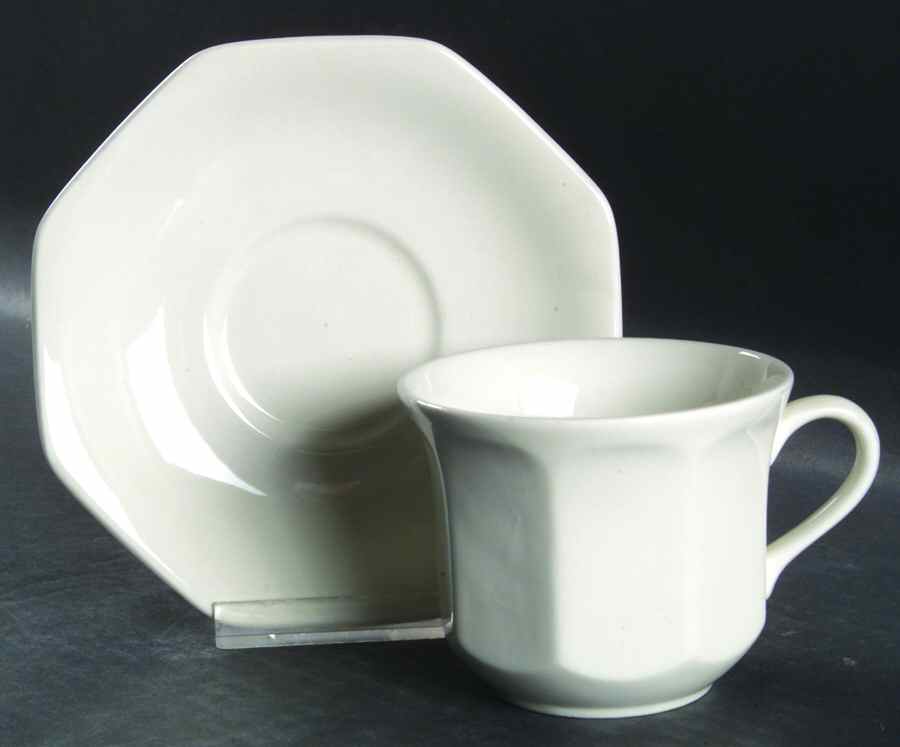 Liberty White Flat Cup & Saucer Set by J & G Meakin-1