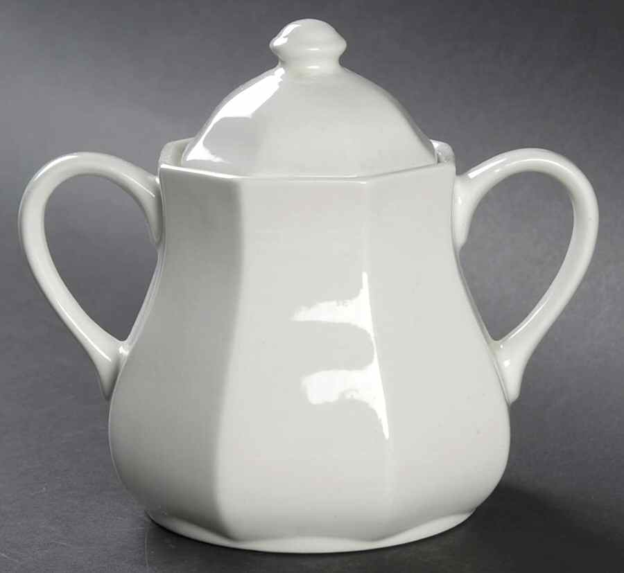 Liberty White Sugar Bowl & Lid by J & G Meakin-1
