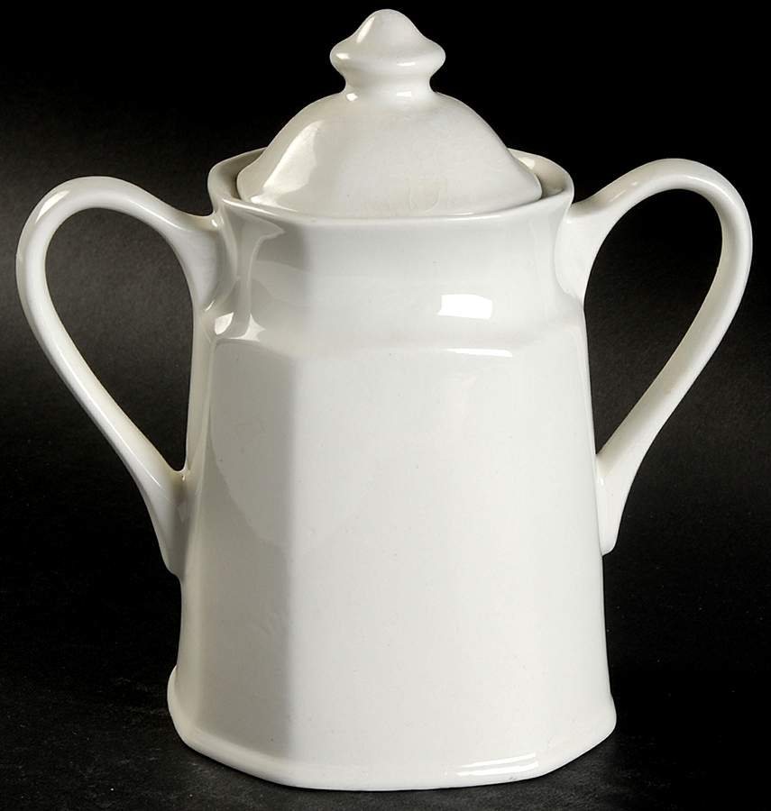 Liberty White Sugar Bowl & Lid by J & G Meakin-1