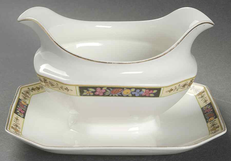 Marcella Gravy Boat with Attached Underplate by J & G Meakin-1