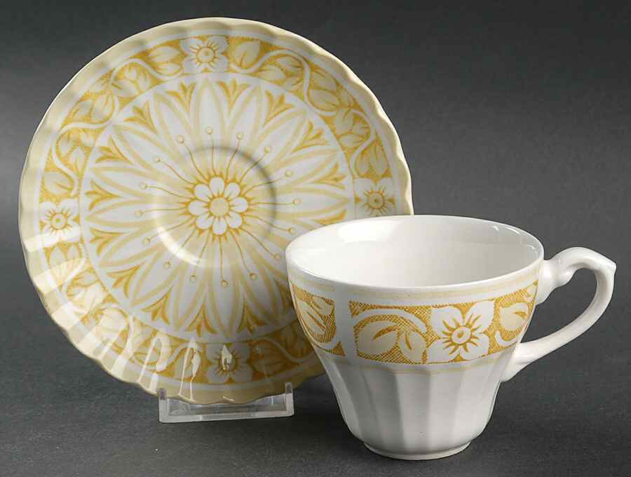 Medici Yellow Flat Cup & Saucer Set by J & G Meakin-1