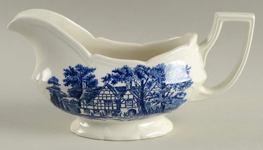 Merrie England Blue Gravy Boat by J & G Meakin-1