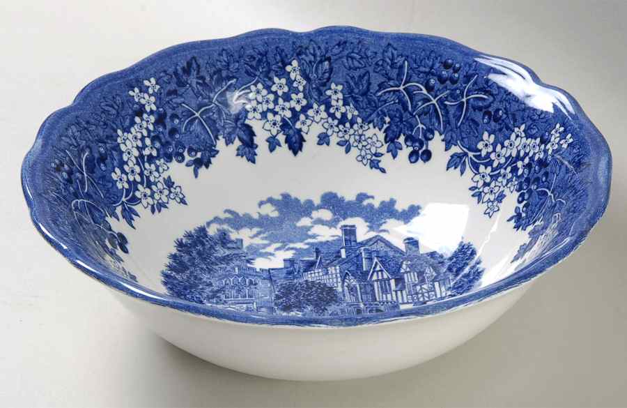 Merrie England Blue 8" Round Vegetable Bowl by J & G Meakin-1