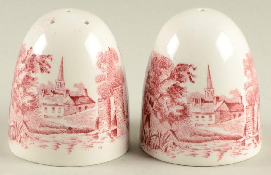 Merrie England Red and Pink Salt & Pepper Set by J & G Meakin-1