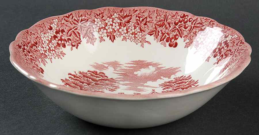 Merrie England Red and Pink Coupe Cereal Bowl by J & G Meakin-1
