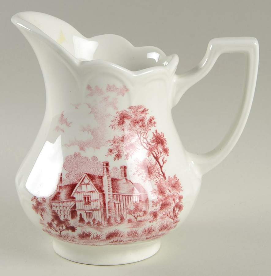 Merrie England Red and Pink Creamer by J & G Meakin-1