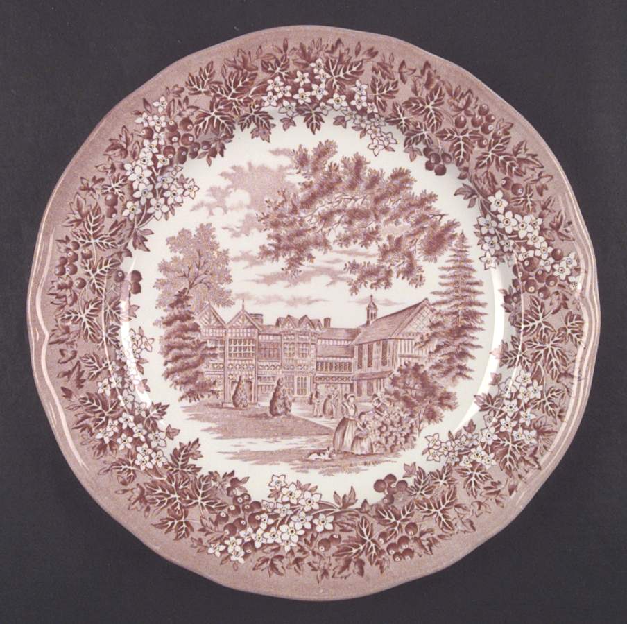Merrie England Red and Pink Luncheon Plate by J & G Meakin-1