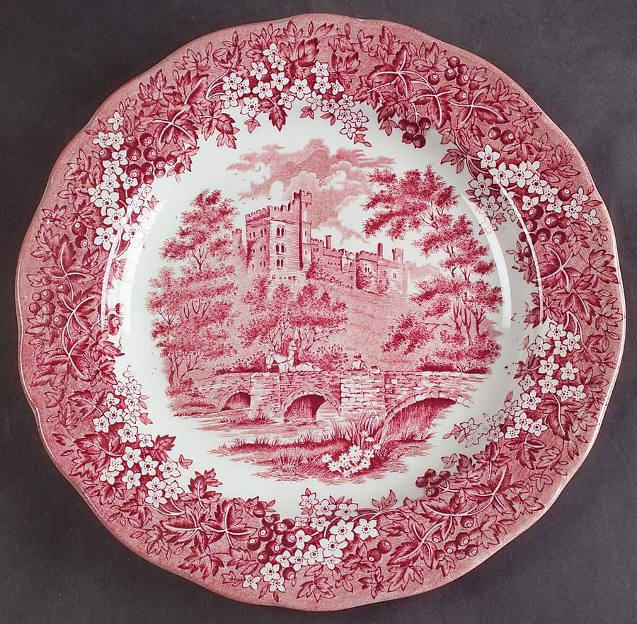 Merrie England Red and Pink Dinner Plate by J & G Meakin-1