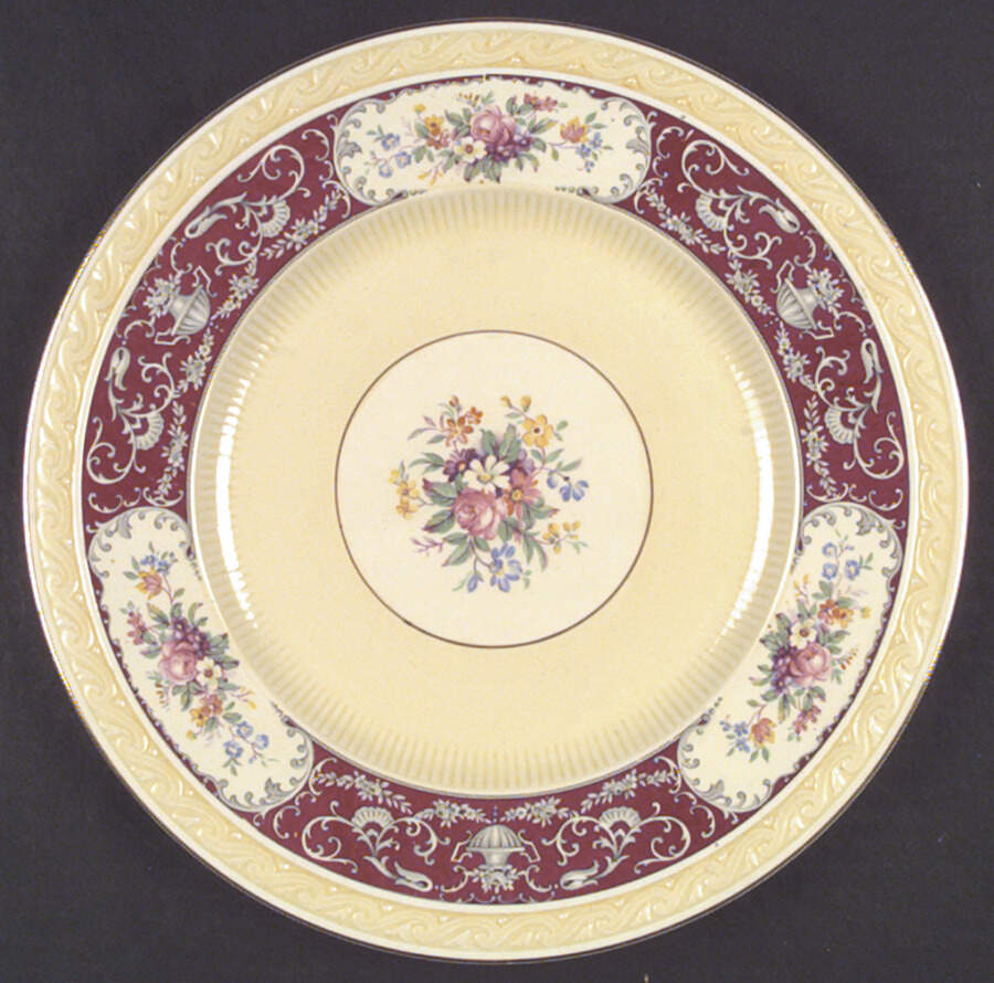 Monarch Maroon Band Dinner Plate by J & G Meakin-1