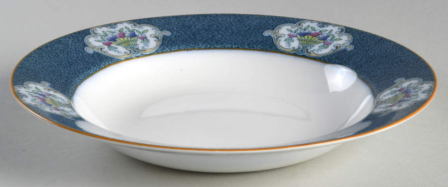 Newark (Blue On White) Large Rim Soup Bowl by J & G Meakin-1