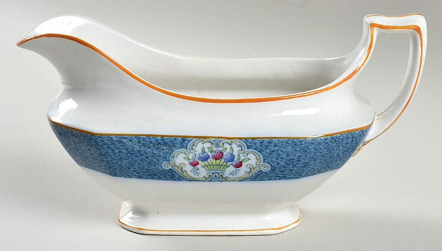 Newark (Blue On White) Gravy Boat by J & G Meakin-1