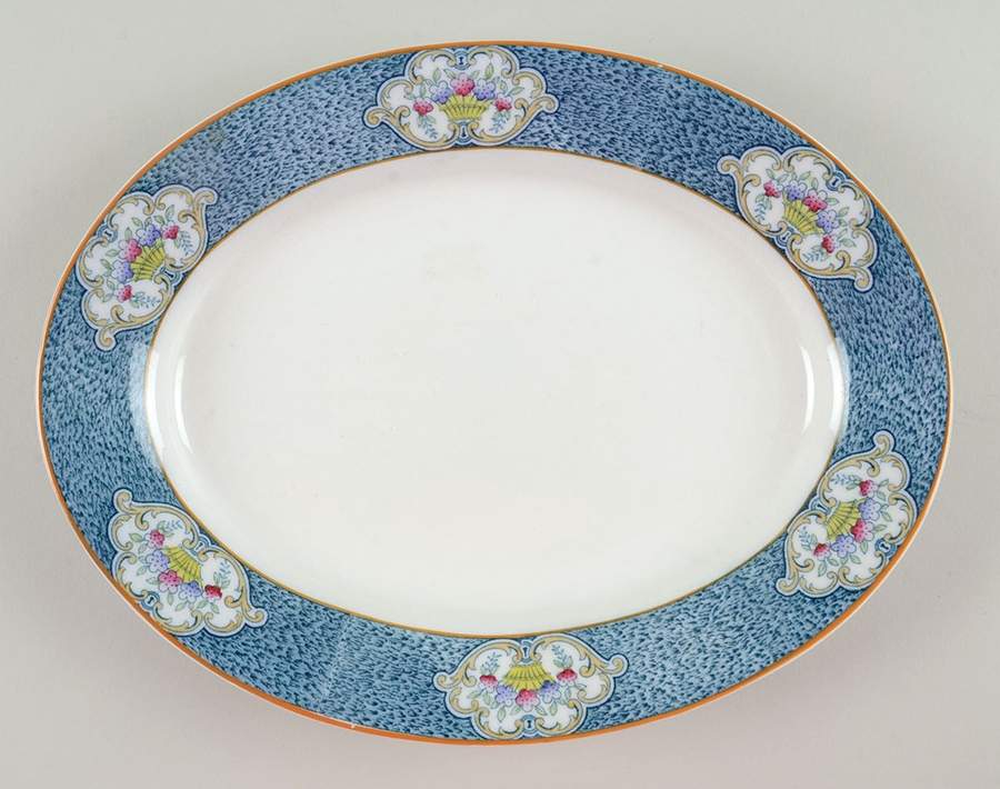 Newark (Blue On White) 10" Oval Serving Platter by J & G Meakin-1