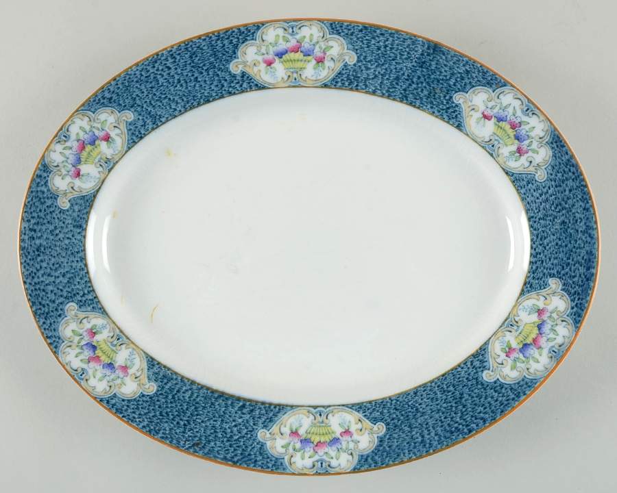 Newark (Blue On White) 12" Oval Serving Platter by J & G Meakin-1