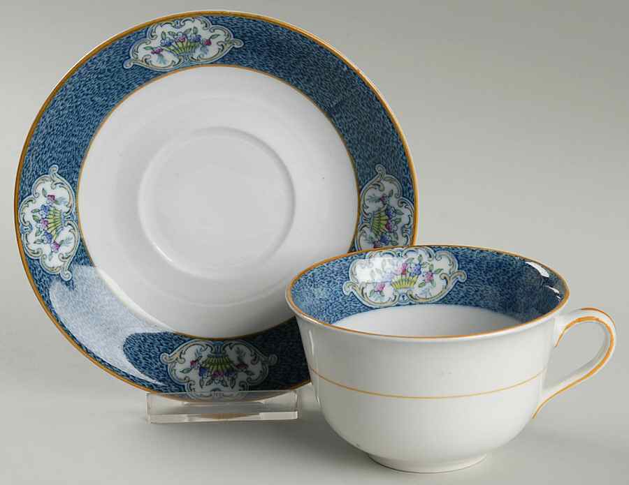 Newark (Blue On White) Flat Cup & Saucer Set by J & G Meakin-1