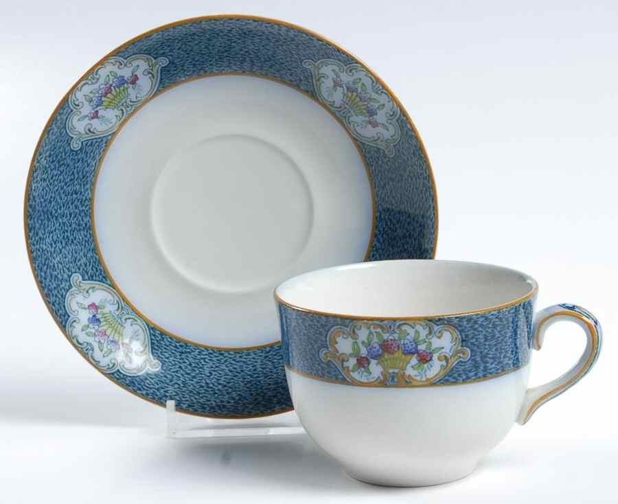 Newark (Blue On White) Flat Cup & Saucer Set by J & G Meakin-1