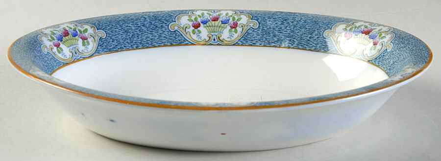 Newark (Blue On White) 9" Oval Vegetable Bowl by J & G Meakin-1