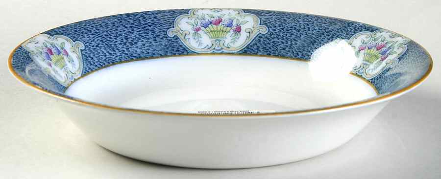 Newark (Blue On White) Coupe Soup Bowl by J & G Meakin-1
