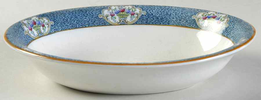 Newark (Blue On White) 8" Oval Vegetable Bowl by J & G Meakin-1