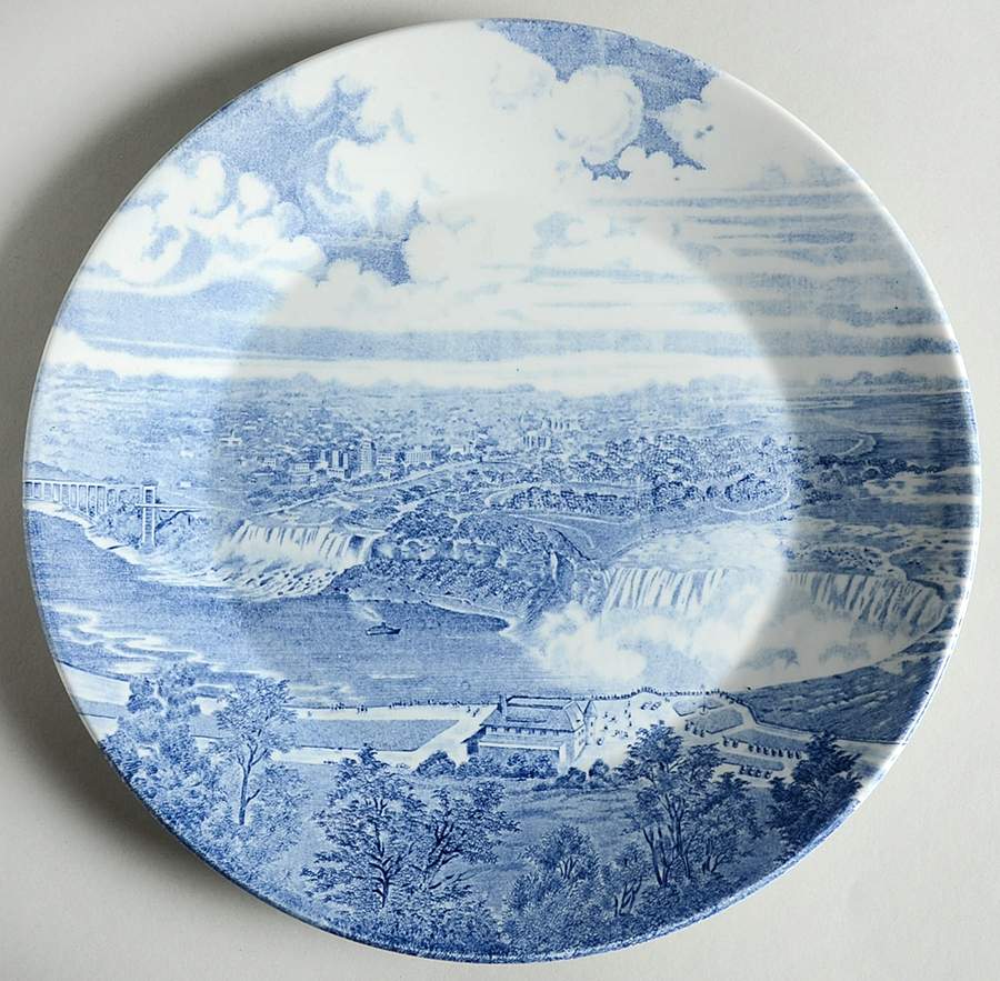 Niagara Falls Blue Dinner Plate by J & G Meakin-1