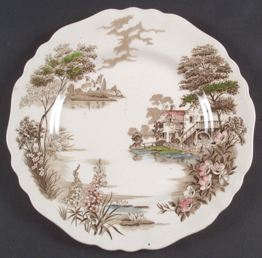 OLDE AVON DALE (MULTICOLOR, NO YELLOW) Dinner Plate by J & G Meakin-1