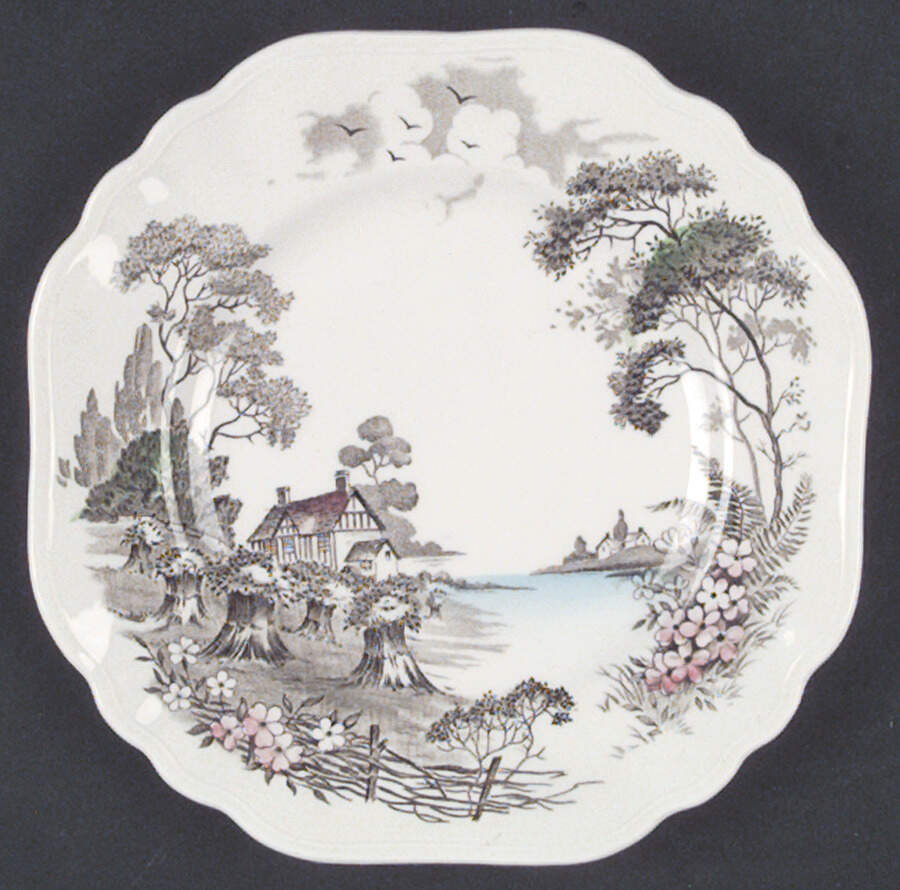 OLDE AVON DALE (MULTICOLOR, NO YELLOW) Square Dessert Plate by J & G Meakin-1