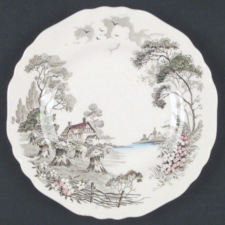 OLDE AVON DALE (MULTICOLOR, NO YELLOW) Dessert/Pie Plate by J & G Meakin-1