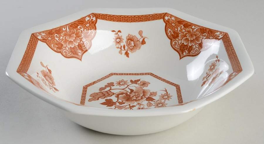 Old Pekin Brown 8" Octagonal Vegetable Bowl by J & G Meakin-1