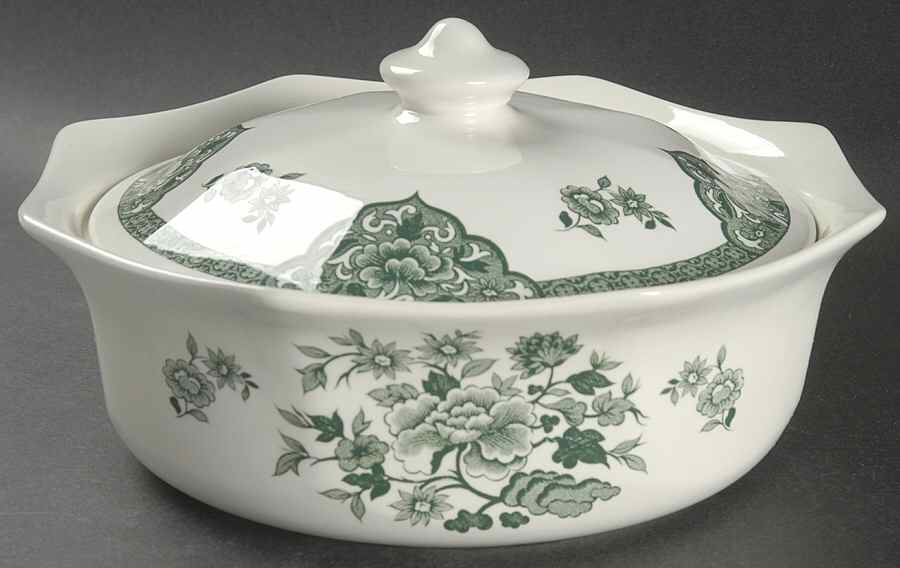 Old Pekin Green Octagonal Covered Vegetable by J & G Meakin-1