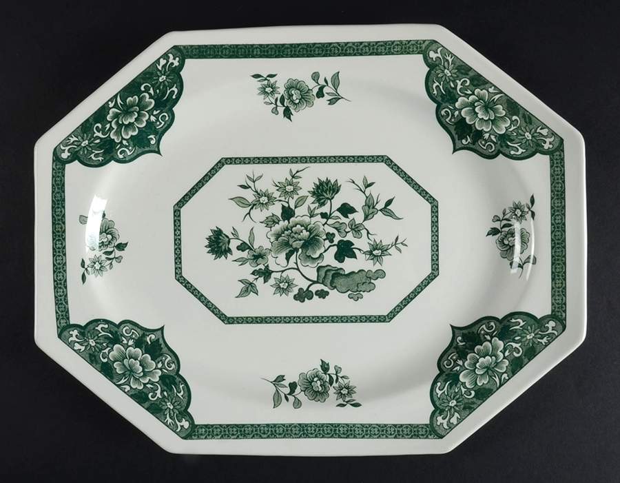 Old Pekin Green 12" Oval Serving Platter by J & G Meakin-1