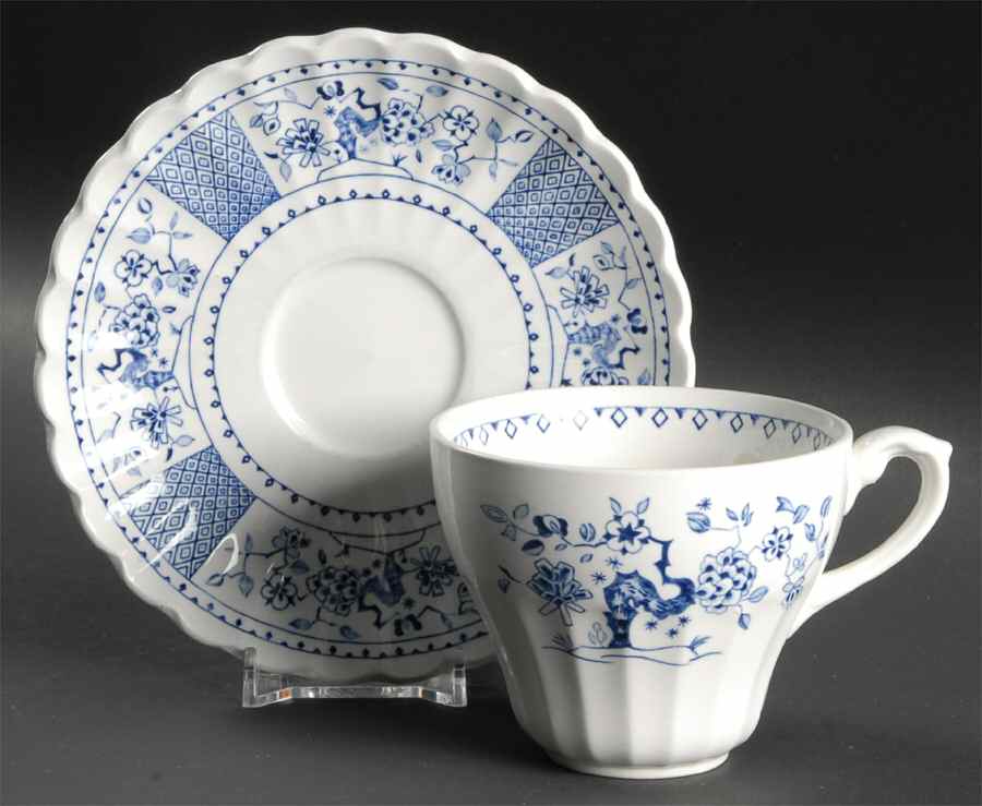Park Lane Blue and White Flat Cup & Saucer Set by J & G Meakin-1
