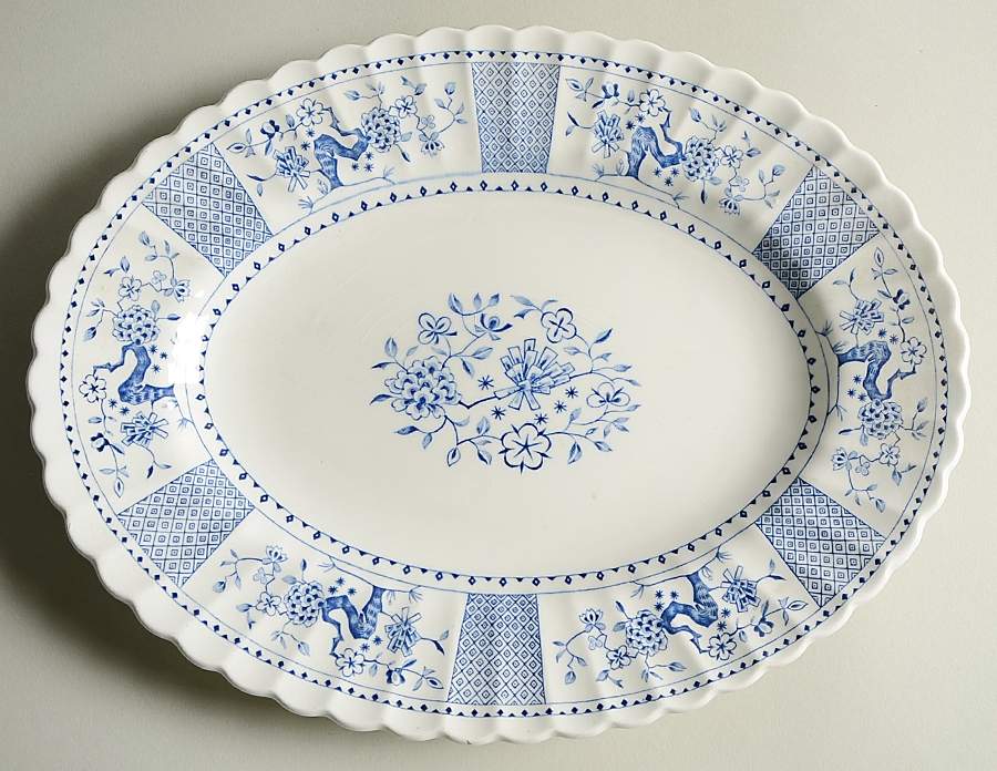 Park Lane Blue and White 12" Oval Serving Platter by J & G Meakin-1