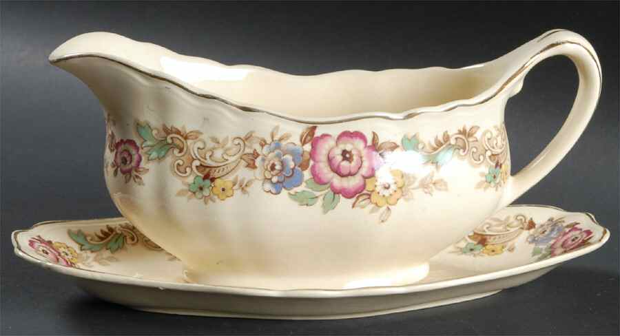 Pilgrim (Sunshine) Gravy Boat & Underplate by J & G Meakin-1
