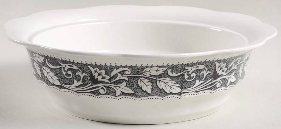 Renaissance Black White Round Vegetable No Lid by J & G Meakin-1