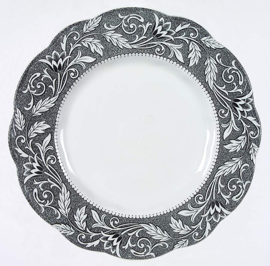 Renaissance Black White Dinner Plate by J & G Meakin-1