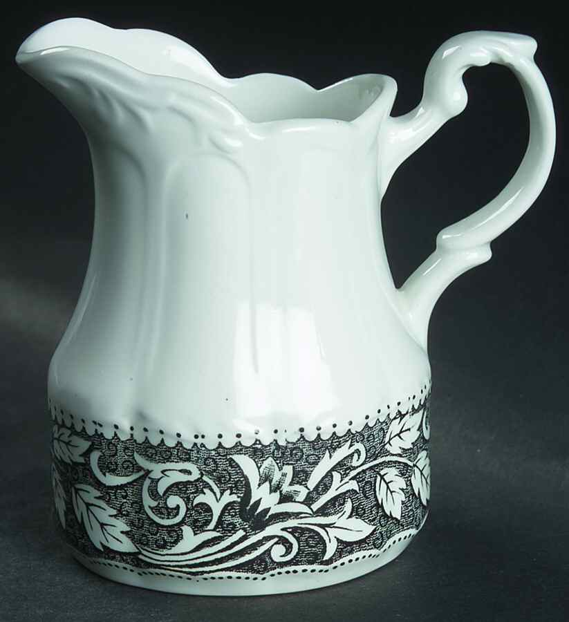 Renaissance Black White Creamer by J & G Meakin-1