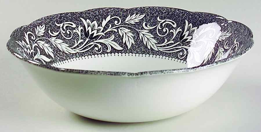 Renaissance Black White 8" Round Vegetable Bowl by J & G Meakin-1