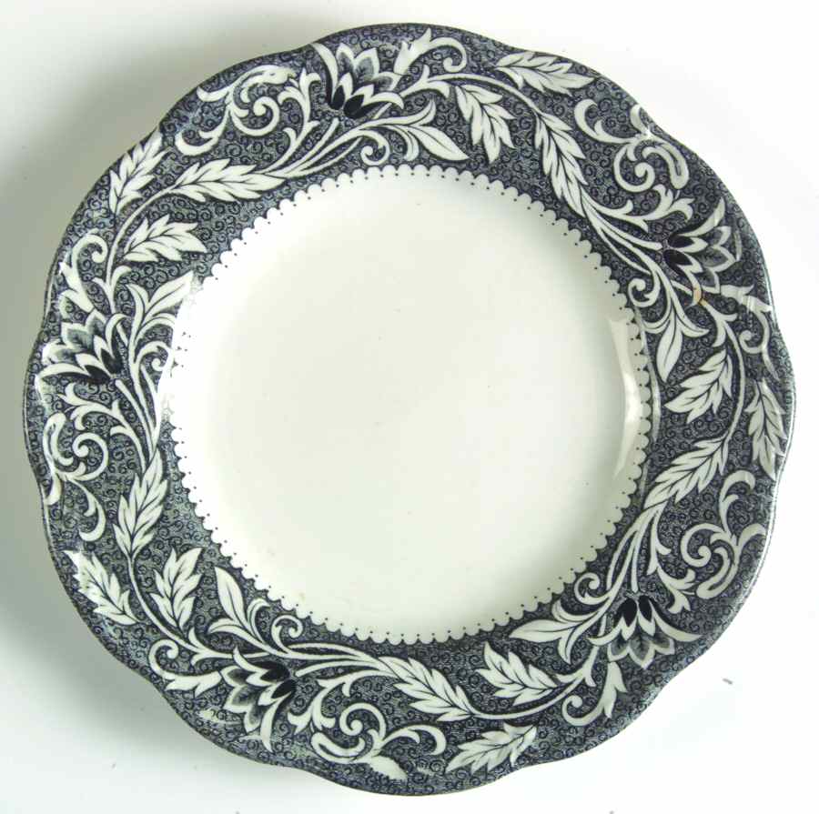 Renaissance Black White Dessert/Pie Plate by J & G Meakin-1