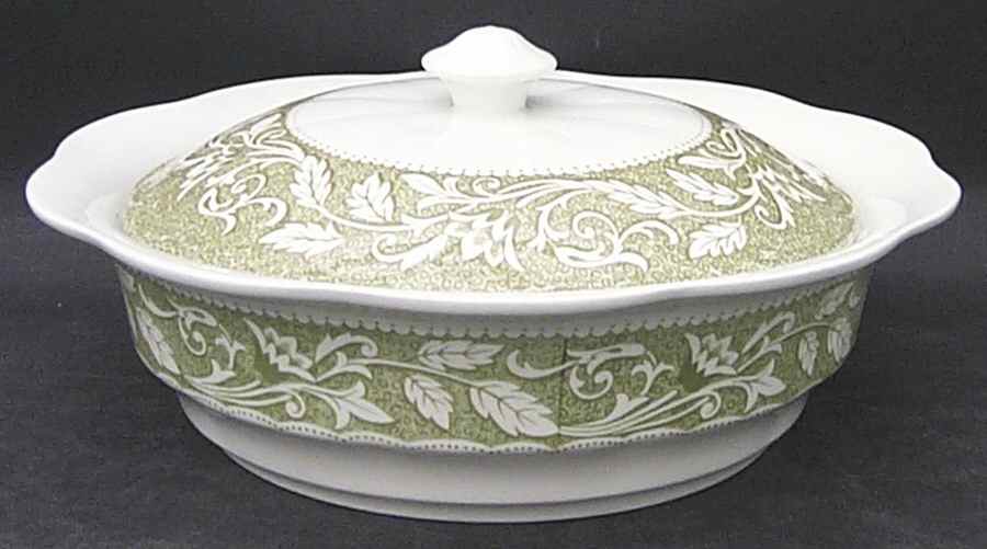 Renaissance Green Round Covered Vegetable by J & G Meakin-1