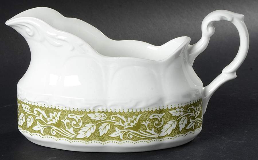Renaissance Green Gravy Boat by J & G Meakin-1