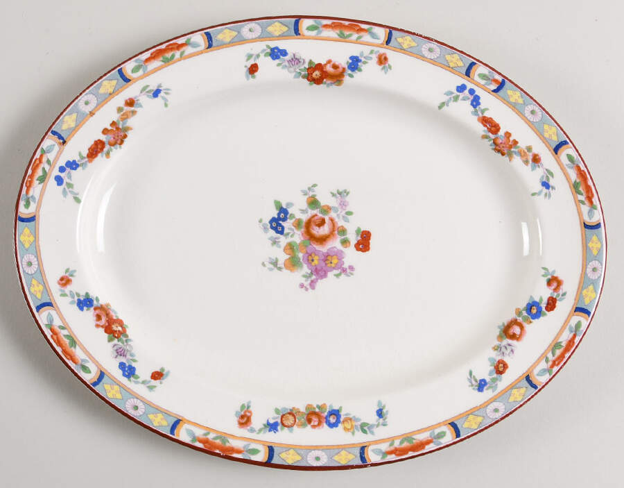 Richmond (White Background) 10" Oval Serving Platter by J & G Meakin-1