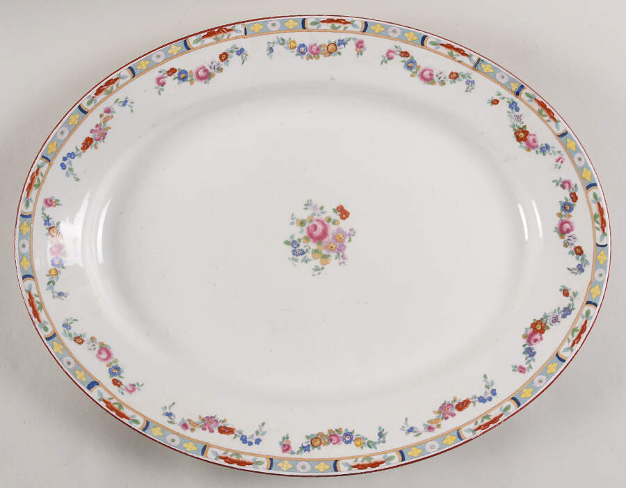 Richmond (White Background) 15" Oval Serving Platter by J & G Meakin-1