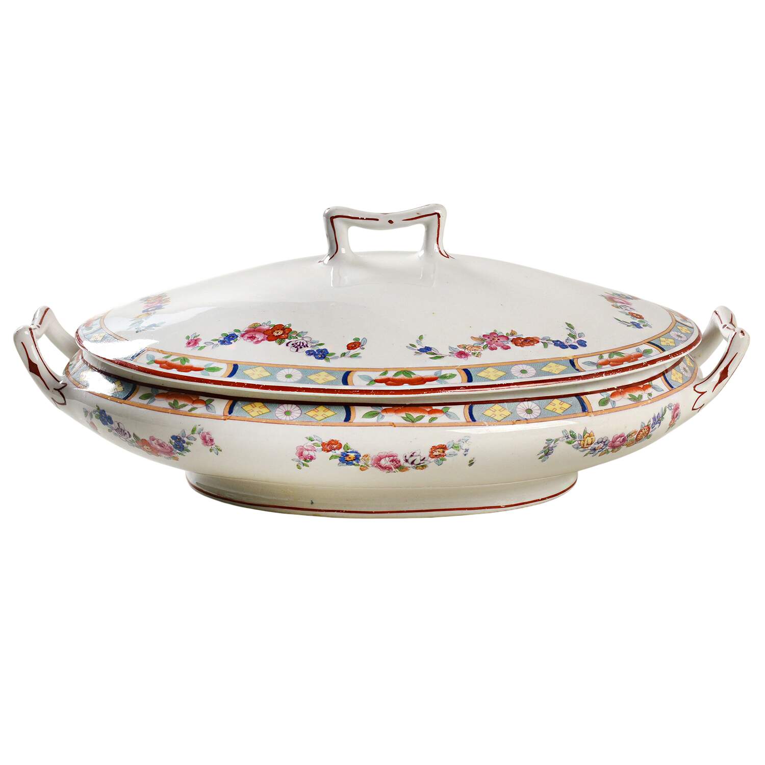 Richmond (White Background) Oval Covered Vegetable by J & G Meakin-1