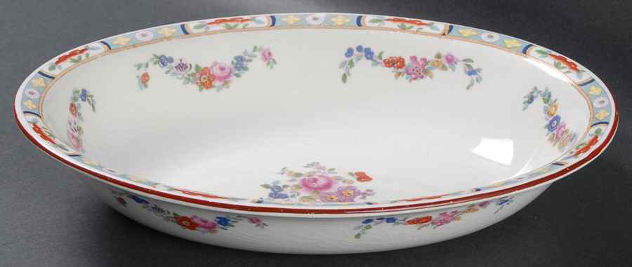Richmond (White Background) 10" Oval Vegetable Bowl by J & G Meakin-1