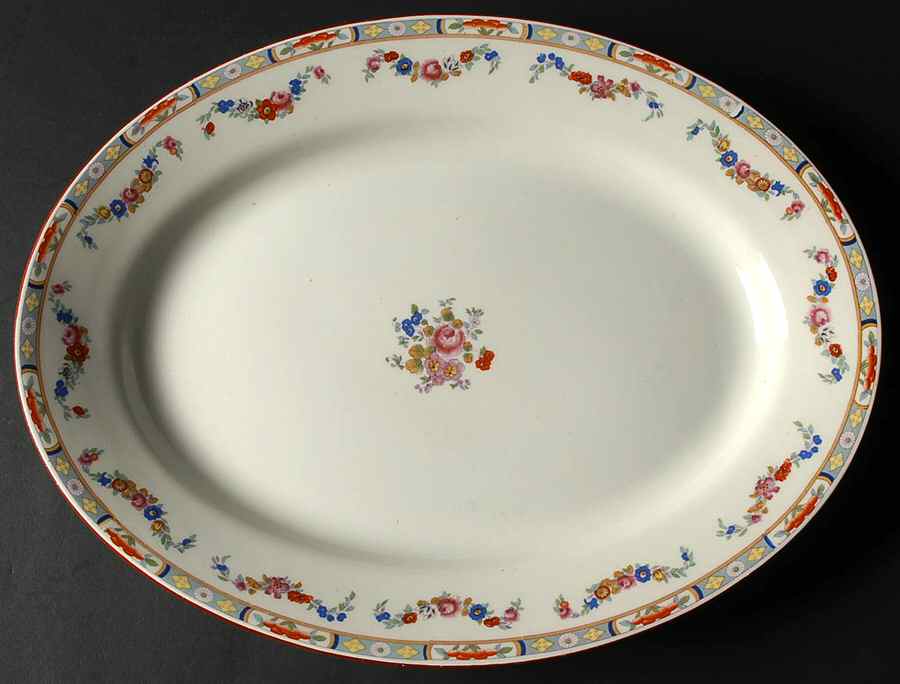 Richmond (White Background) 16" Oval Serving Platter by J & G Meakin-1